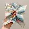 Pañuelo cuadrado estilo pastoral atmosférico liga para el pelo de intestino grueso para mujer, liga para el pelo versátil y elegante para peinar, liga para moño infantil, accesorios para el pelo