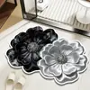 Tapete de Terra de Diatomáceas Irregular Floral Visual 3D Estilo Francês Minimalista Moderno para Banheiro, Absorvente de Água e Antiderrapante