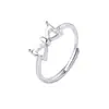 Anillo en blanco hecho a mano para DIY, forma de corazón de 5x5 mm, plata de ley S925, anillo personalizado dulce y lindo con lazo para niñas