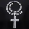 Collar con Colgante de Cruz Personalizado Transfronterizo Dominante Full Diamond Estilo Rap Hip-Hop Cadena Cubana Joyería Urbana de Moda