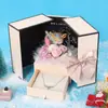 Regalo de San Valentín Collar de Proyección Joyería Caja de Regalo Oso Enamorado Rosa Puerta Doble Rosa Flor Eterna Hecho a Mano