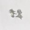 Estrella Asimétrica de Cuatro Puntas Bobina de Mosquito Indolora Pinza para Oreja Estrella Delicada Moda Arete con Microincrustaciones de Diamante Ear Cuff