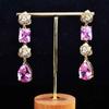Brincos de camélia novos de luxo europeu e americano embutidos com Argyle Rosa Diamond Color Treasure Rose Brincos Longos Brincos