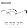 Gafas de media montura de alambre de titanio puro plateado de alta gama para mujer, un look natural esencial 30922F, montura con línea de cejas ovalada, montura de gafas para miopía ultraligera