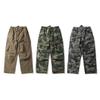 Pantalones de camuflaje con diseño de grúa para hombre, deportivos, holgados, informales, para exteriores, con pliegues, rectos, estilo americano moderno de calle.