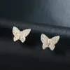 Elegantes Brincos de Aço com Microincrustação, Brincos Stud Borboleta Simples de Zircônia Japoneses e Coreanos, Brincos Versáteis para Mulheres, Pequenos e Modernos