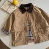 Ropa Exterior para Niños 2025 Otoño e Invierno Chaqueta de Cuadros Marca de Moda Estilo Japonés para Niños Abrigo Rompevientos Estilo Otoñal para Bebés y Niños Ropa para Niños