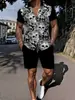 Moda Masculina 2026 Transfronteriza Conjunto a Juego de Top y Pantalones Cortos con Estampado 3D de Manga Corta