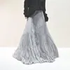 2026 Nova Saia de Chiffon para Mulheres Primavera/Verão 6m Barra Larga Elegante Emagrecedora Caimento Estilo Evasê Comprimento Médio