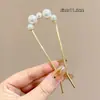 Elegante pasador de perlas en forma de U para recogidos, palillo para el pelo para mujer, nuevo accesorio para el pelo estilo chino