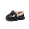 Mocasines de Terciopelo Negro para Mujer 2026 Nuevos Zapatos de Algodón de Invierno Estilo Británico Retro Suela Gruesa Felpa Zapatos Pequeños de Cuero para Niñas