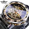 Nuevo Reloj Winner para Hombre Moda Casual Clásico Popular Corte Hueco Pedrería Mecánico Manual