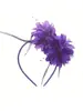 Tiara de Rede com Flor e Pena para Carnaval Festival Festa Atmosfera Retrô Headwear Tiara de Ano Novo 2026 Acessório de Cabelo