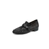 Mocasines Británicos Estilo Old Money para Mujer, Nueva Piel de Vaca Aceitada y Encerada de Capa Superior, Hebilla de Cuero Cosida a Mano, Zapatos Pequeños de Cuero de Tacón Bajo