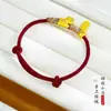 Pulseira Tecida Feita à Mão DIY para o Ano de Nascimento, Pulseira de Fio Dourado Areia Vermelho Atacado, Fique Rico Imediatamente, Tecelagem de Sacola da Sorte do Deus da Riqueza Amarelo