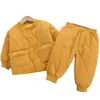 Ropa para niños, traje de otoño e invierno para niños, conjunto acolchado grueso de dos piezas de invierno para bebé niño, traje de invierno a prueba de viento para bebé niña, moderno