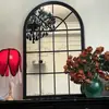 Espelho de ferro forjado estilo francês para hall de entrada, decoração de parede de sala de estar, espelho de arte de parede, janela lateral de sala de jantar, espelho de lareira, pendurado na parede