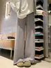 Pantalones Suaves de Pierna Ancha Estilo Relajado Gris 2026 para Mujer, Nuevos Pantalones Deportivos Casuales de Cintura Alta Rectos Sueltos de Otoño