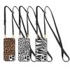 Para iPhone 13/15 Capa de Celular Estampa de Leopardo Capa de Couro Cruzada 14 Pro/7P/XS Capa de Cobertura Total Capa Resistente a Quedas com Cordão