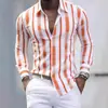 Nueva camisa de manga larga a rayas con estampado 3D para hombre de comercio exterior para otoño y primavera, moderna para el uso diario en Amazon y AliExpress