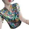 Chegada Nova do Verão 2024 Camiseta Casual de Manga Curta Versátil Feminina Gola V Camisa Básica Moda Estampa Slim Look Top Tendência