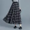 Saia de retalhos xadrez reversível para mulheres, nova saia de cintura alta em linha A que afina, outono/inverno 2026, saia elegante e versátil