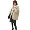 Los tamaños se han actualizado. Abrigo mullido estilo coreano para mujer, otoño e invierno, corte holgado, de longitud media, con cuello de solapa y botones de un solo botón