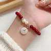 Nuevo Pulsera Morada Dorada de Cinabrio para Mujer con Placa de la Fortuna, Hebilla de Seguridad, Pulsera de Cuentas de Calabaza, Pulsera Roja del Año del Zodiaco Pulsera
