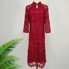 Shenzhen marca feminina bolsa de quadril plus size vestido primavera e outono vestido de noiva bordado meia-idade e idosos tia mãe vestido atacado