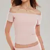 Camiseta de un solo hombro Pure Desire de manga corta para mujer de verano, lujo ligero de alta gama, corte ajustado que ciñe la cintura, estilo 'Hot Girl', top transfronterizo
