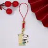 Lindo Estilo Chino Panda Metal Cadena para Teléfono Móvil Llavero Bandera Gana Texto Inspirador de Ánimo Accesorios para Bolsos Venta al por Mayor