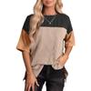 Amazon 2025 Camiseta de Mujer Transfronteriza Europea y Americana de Cuello Redondo, Moderna y Versátil, Top Tricolor Casual y Elegante