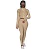 Conjunto de dos piezas de moda para mujer europea y americana de AliExpress, wish, discoteca, cuello alto, bordado de hilo, deportivo