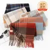 Bufanda de Lana Personalizada de Año Nuevo con Tacto de Alta Gama, Unisex, Engrosada, Nuevo Estilo Otoño e Invierno, Patchwork a Cuadros, Bufanda Cálida para el Cuello