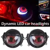 Lente de Farol de Carro Olho de Diabo 3 Polegadas 12v Lente de Farol de Carro Olho Demoníaco Dinâmico Olho Vermelho Kits de Retrofit Montagem de Farol Acessório Automotivo