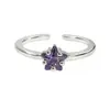 Estrellas Caen en las Yemas de los Dedos, Dulce y Fresca Colorida Estrella de Cinco Puntas Anillo Abierto de Circonio Único, Apilamiento Simple, Femenino, Lujo Accesible Estilo Coreano Anillo