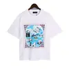 2024 Talla Europea Versión Mayorista Am Tinta Salpicada Flujo Pintura Camuflaje Cielo Estrellado Graffiti Letra Manga Corta High Street Camiseta de Pareja Iri