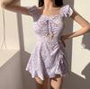 Fonte de Fábrica ins Estilo Vintage Floral Cordão Voando Manga Cintura Alta Barriga Cobrindo Saia Bodysuit Mulheres