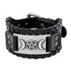 Punk Nuevo Vintage Tejido Pulsera de Cuero Vacuno Tótem Vikingo Nórdico Pulsera Pirata Pulsera Punk de Cuero Ancho para Hombre
