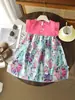 Verão Novo Roupa Infantil Atacado Colorido Patchwork Floral Manga Bufante Vestido de Menina Vestido Infantil Vestido de Princesa