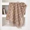 Bufanda de Estilo Coreano Relajada de Doble Cara con Borlas de Estrella para Mujer Otoño Invierno Simple Versátil Ambiente Viaje Cálido Chal Grande