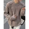 Otoño/Invierno 2026 Nuevo Camiseta Casual Suelta de Color Sólido con Cuello Redondo y Manga Larga de Chenille Estilo Americano High Street para Hombre y Mujer Tendencia