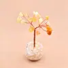 Árbol de Piedras de Cristal Tejido a Mano Árbol de Cristal de Riqueza Amatista Cuarzo Rosa Adorno de Escritorio Caja de Regalo