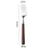 Acero Inoxidable 304 Nogal Lijado Mango Largo Cuchara de Cena Cuchillo y Tenedor para Bistec Juego de Cuatro Piezas Uso en Hotel y Hogar Cuchara de Postre Tenedor Cuchara