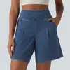 Shorts vaqueros elásticos en cuatro direcciones para mujer para comercio exterior transfronterizo, de verano, cintura alta, adelgazantes, holgados, pierna ancha, deportivos casuales, ropa exterior