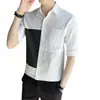 2024 Nueva Camisa de Alto Nivel para Hombre de Manga Corta de Verano Duffy Hermosa Marca de Moda Ropa Casual de Media Manga con Contraste