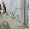 Cortina de Ventana Bordada Ciervo Primavera Flores Cálidas Flecos 3.2 m Alto Puntada Hojas Estampadas Pequeñas Cerezo Soluble en Agua