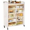 Rack de Cozinha de Chão Multicamadas Armário à Prova de Poeira Armário de Armazenamento para Micro-ondas Armário Multifuncional Armário de Armazenamento com Porta