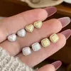 Pendientes Cuadrados Escarchados Cepillados Incrustados de Diamantes en Plata de Ley S925 para Mujer, Estilo Coreano, Sencillos, de Alta Gama, Compactos, Elegantes y Versátiles