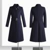 Casaco de lã espesso de comprimento médio feminino moda outono e inverno alto senso recepção de hotel profissional casaco de lã